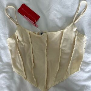 Beginning boutique light yellow crop tank top size small